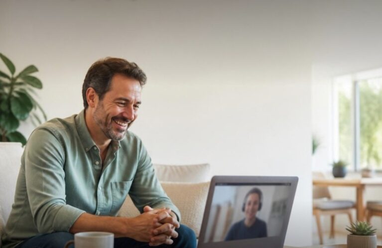 Airbnb host on a video call with his virtual assistant instead of paying a co-host